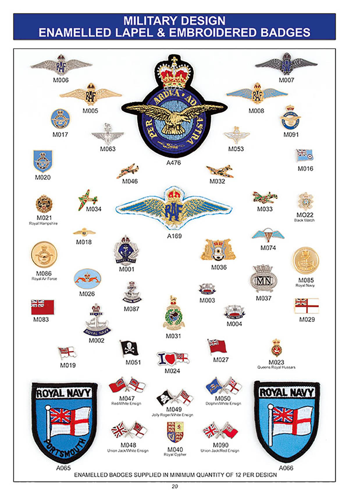 souvenir military designs enamelled lapel badges